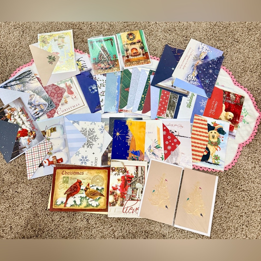 Vintage Huge Lot of Unused Christmas Greeting Cards W/Envelopes! 40+!